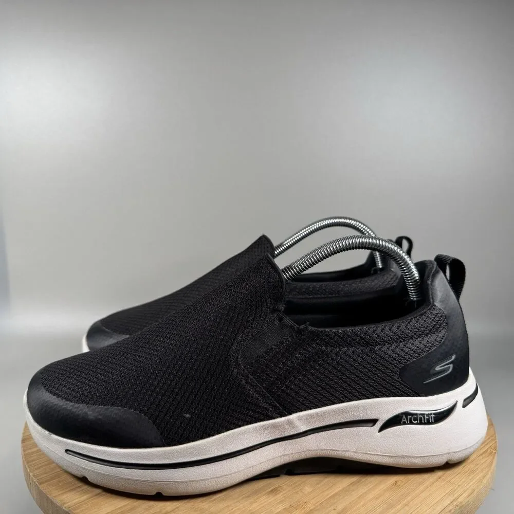 S Skechers GOwalk Arch‎ Fit Togpath Black Slip-On Shoes Mens 8 4E Comfort